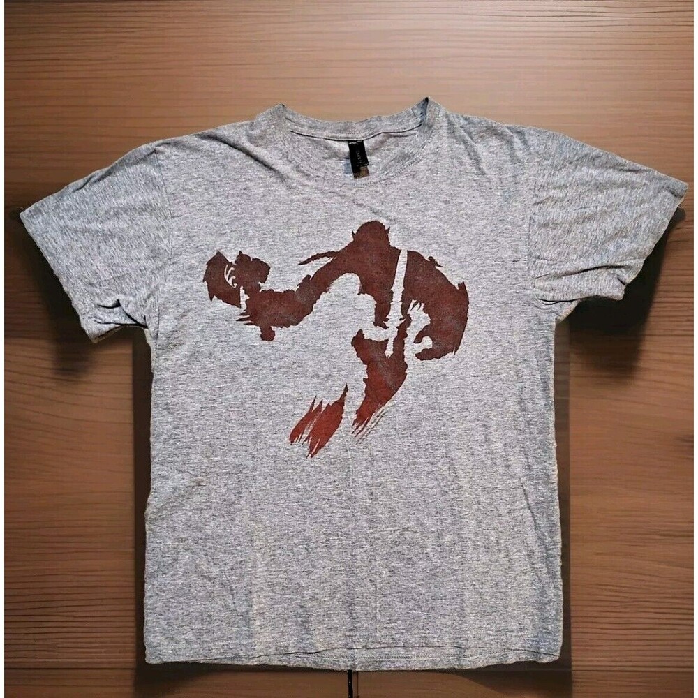 World of Warcraft Men's Large Exclusive Orc Human T-Shirt Gray Fast Shipping USA